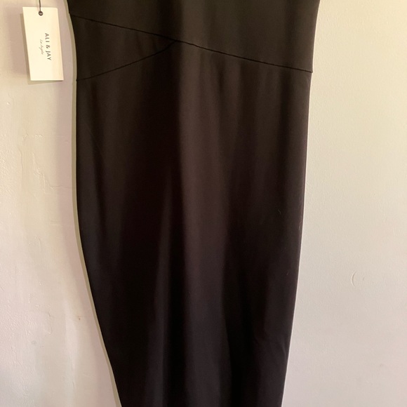 Ali and Jay black form fitting black dress with gold two way zipper on back - Picture 6 of 8